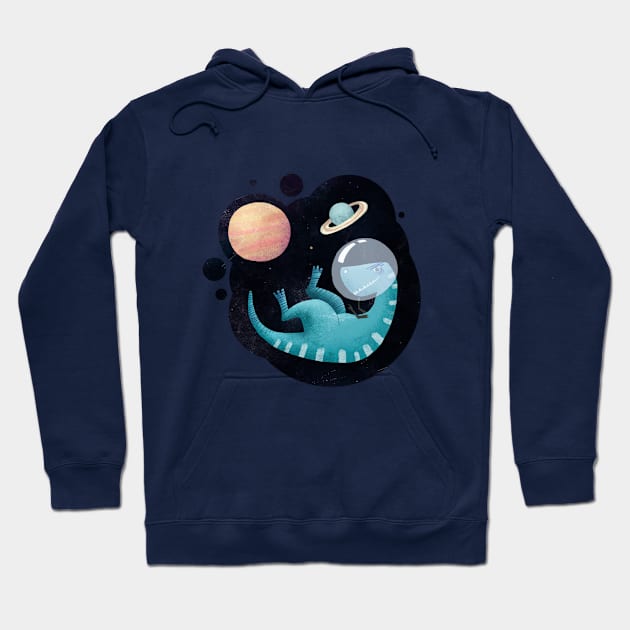 Dinosaur in space Hoodie by Var Space